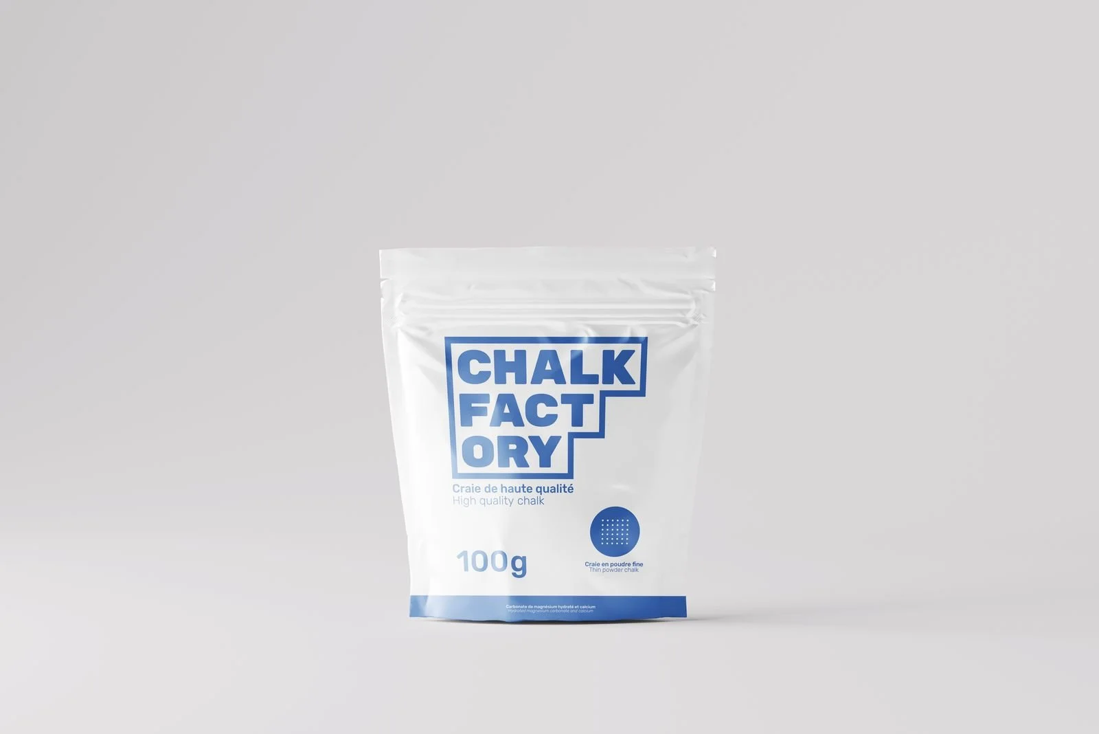 Sachet de magnésie en poudre fine Chalk Factory 100 g / Chalk Factory fine chalk powder 100 g bag, best chalk from Canada