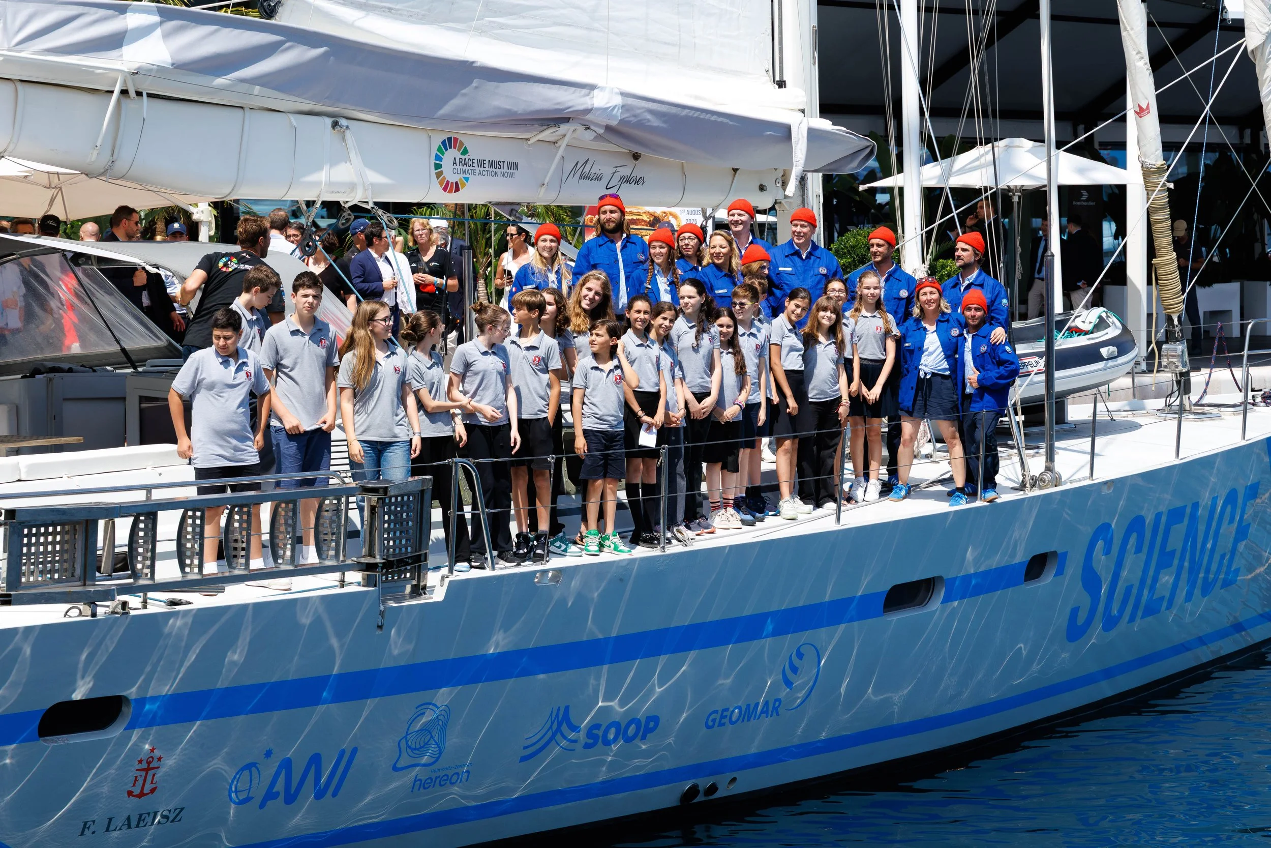 Boris Herrmann’s Research Vessel Malizia Explorer Christened in Monaco by Dr Sylvia Earle and Prince Albert II