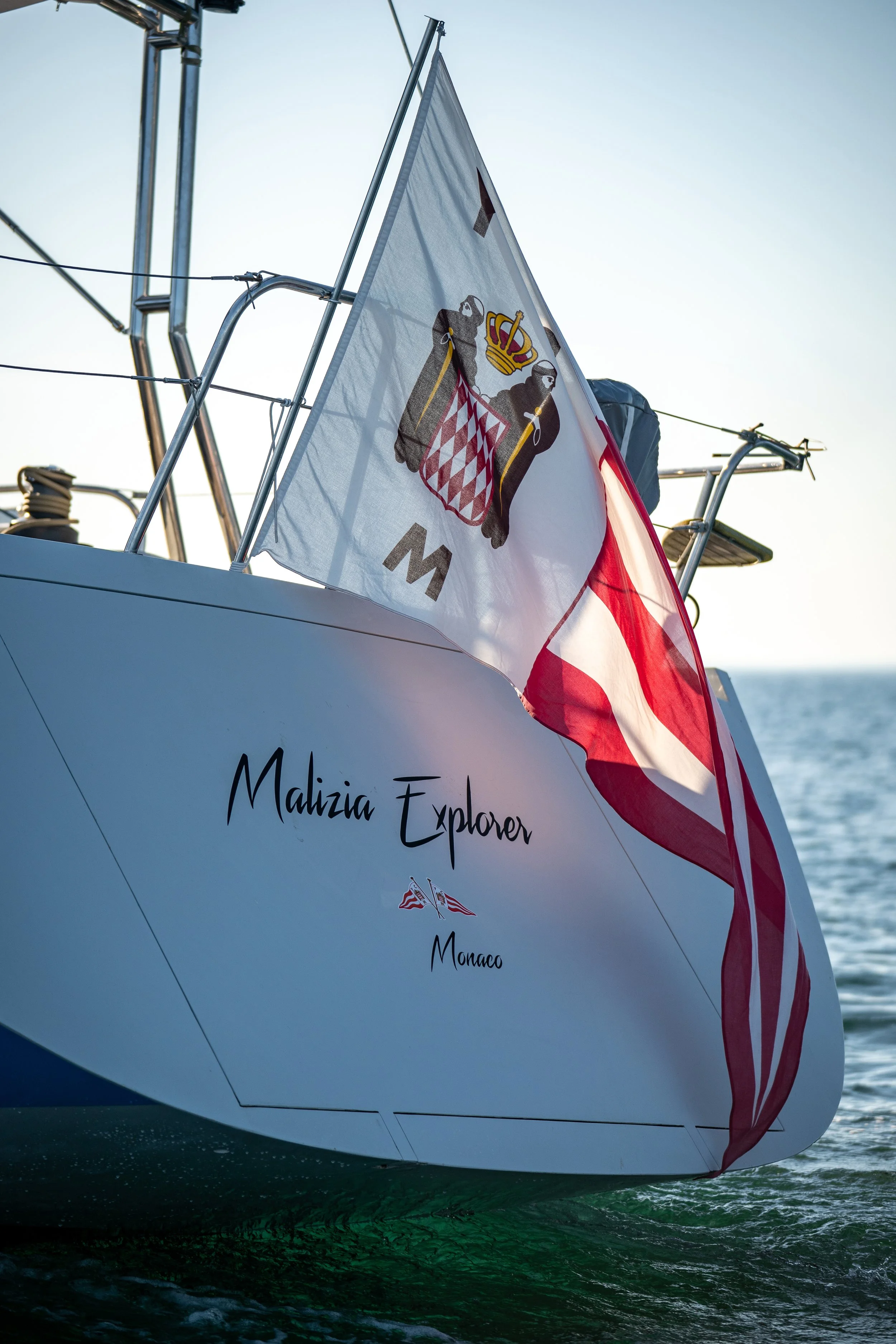 Malizia Explorer research vessel sailing under Monaco Flag.