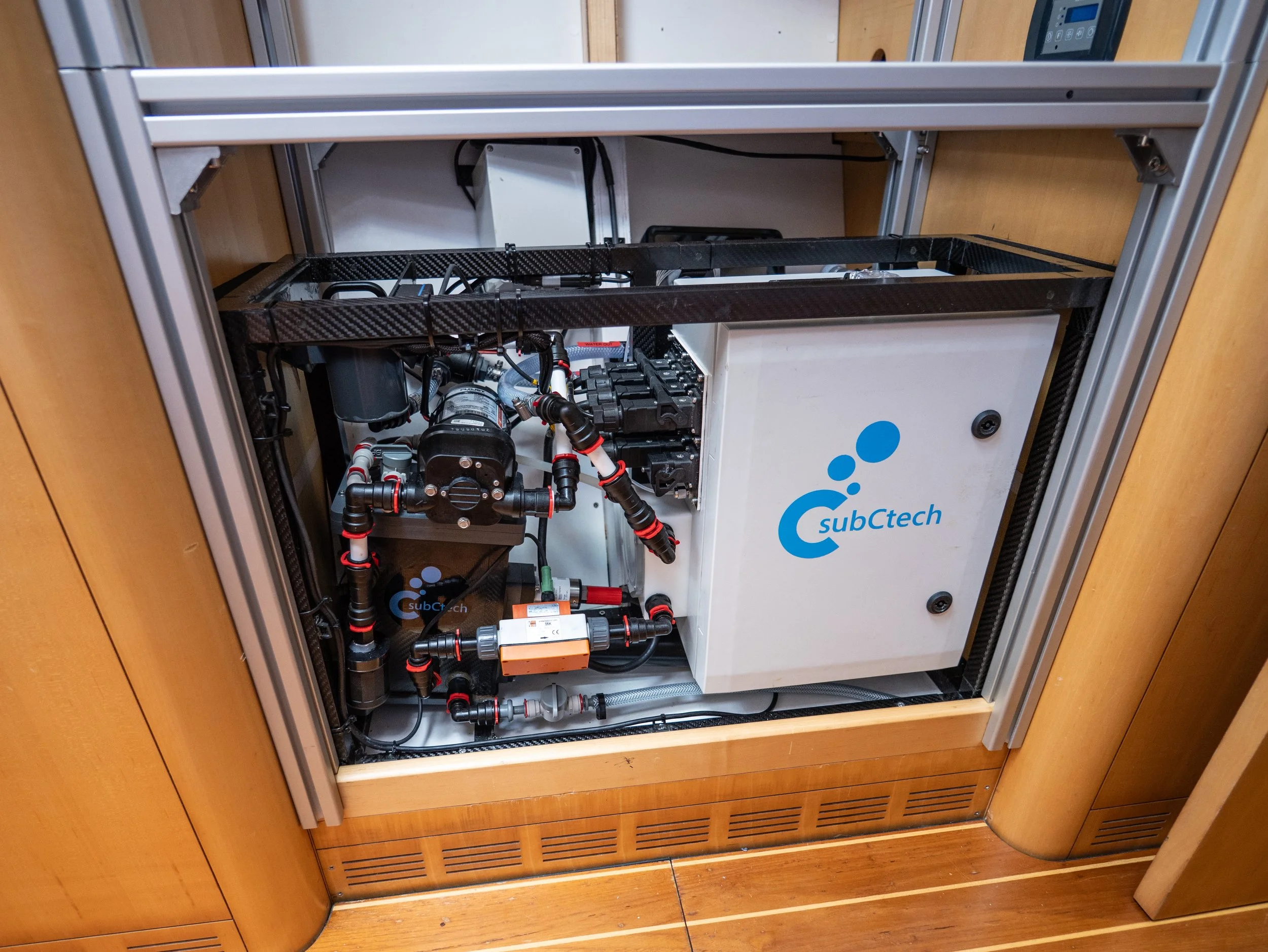 Malizia Explorer's Ocean Pack onboard scientific instrument branded with SubCtech logo.