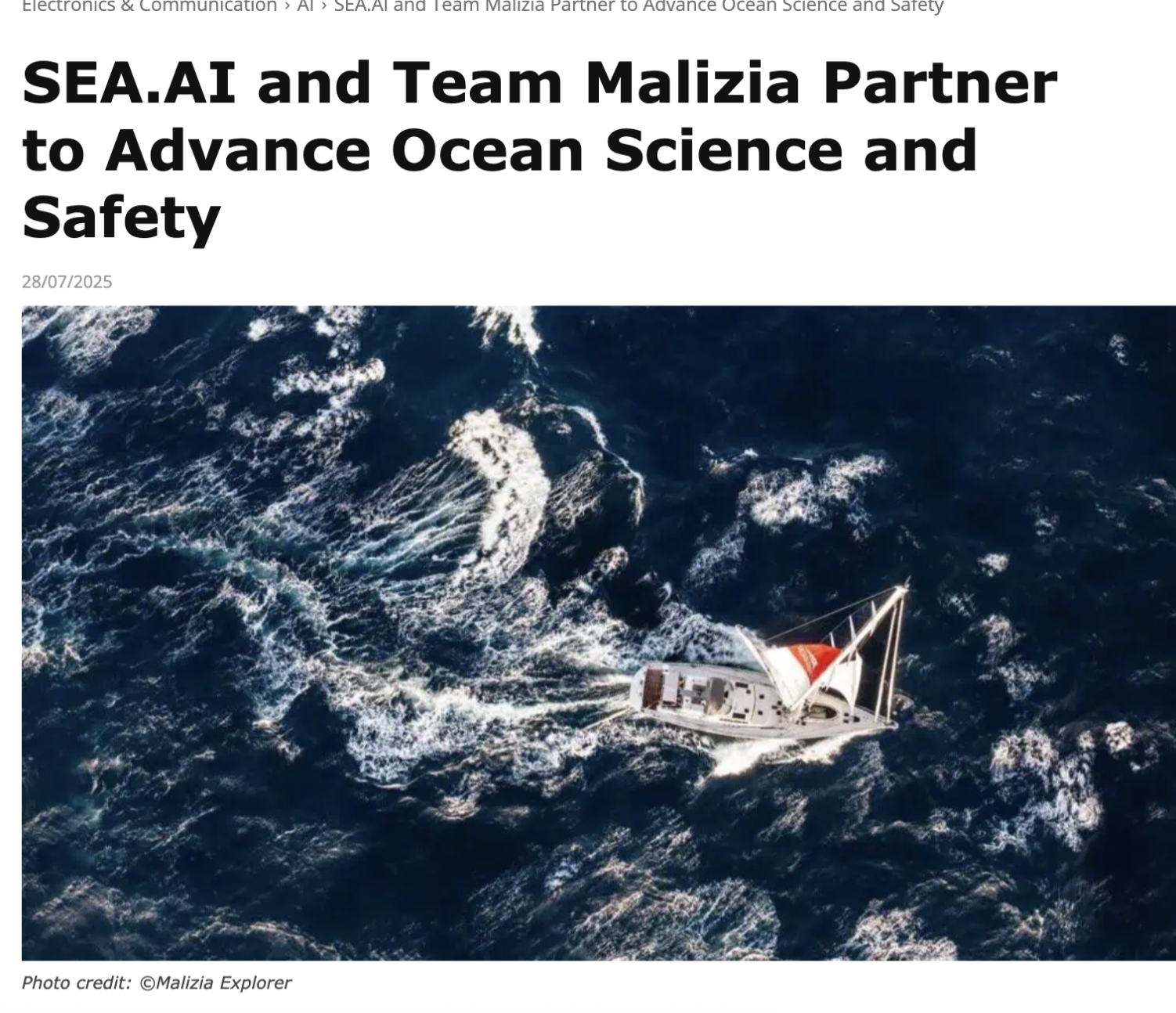 SEA.AI Joins Forces with Team Malizia