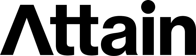 Black text on a white background spelling 'Attain'