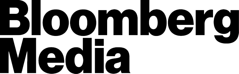 Black and white image of the Bloomberg Media logo with the words 'Bloomberg Media' in stylized font.