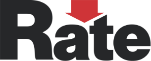 The word 'Rate' with a red downward arrow above the letter 'a'.