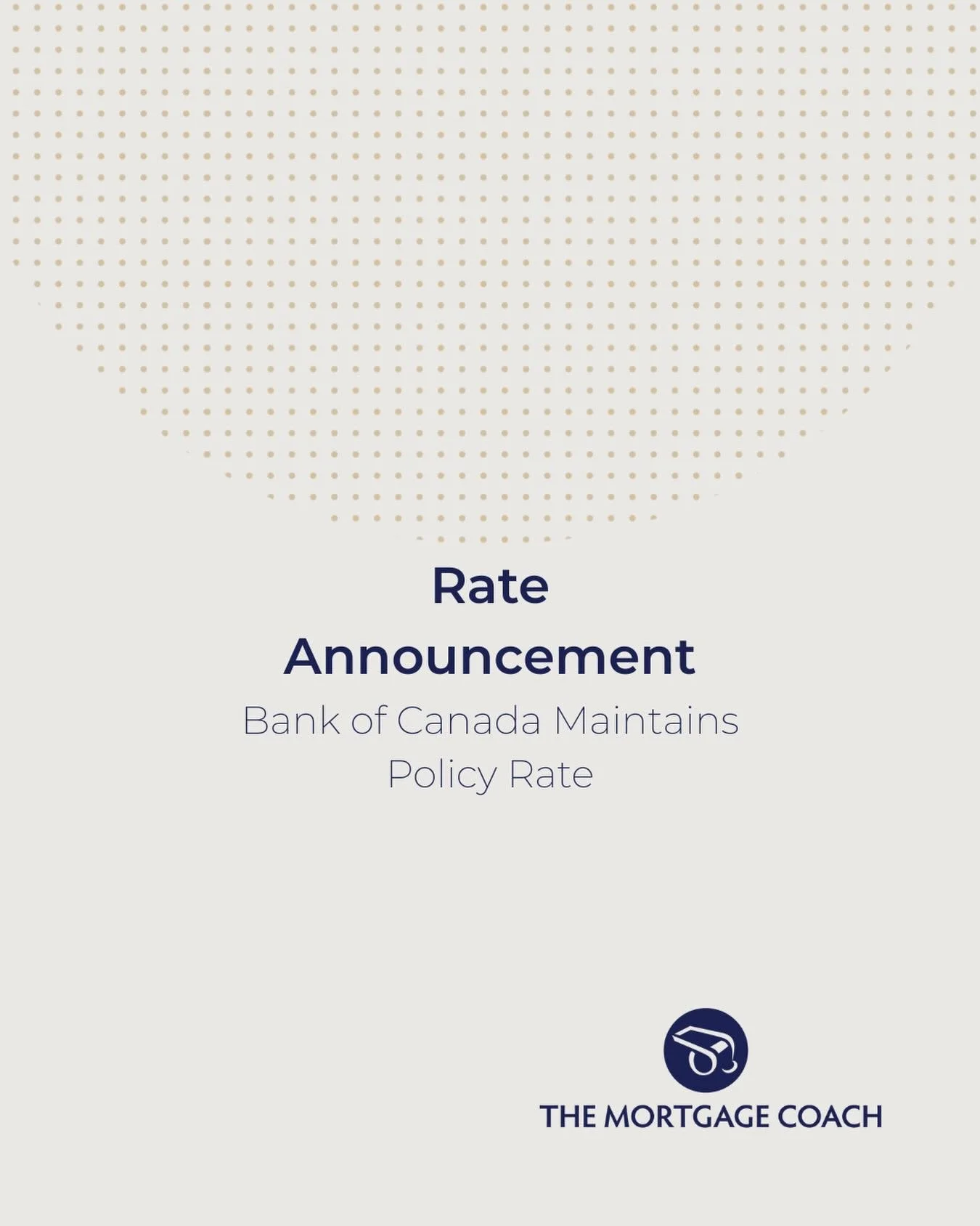 No surprises today 👀

The Bank of Canada held its policy rate at 2.25%.
No hike, no cut&mdash;just more time to plan.

What this means for buyers, homeowners, and renewals 👇
Stability helps&mdash;but strategy still matters.

Let&rsquo;s map out you