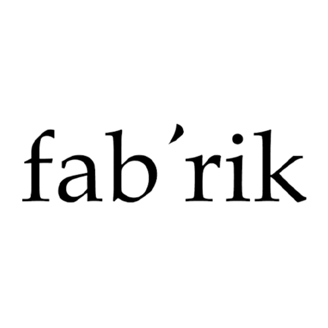 The word "fabrik" written in stylized black font on a black background.