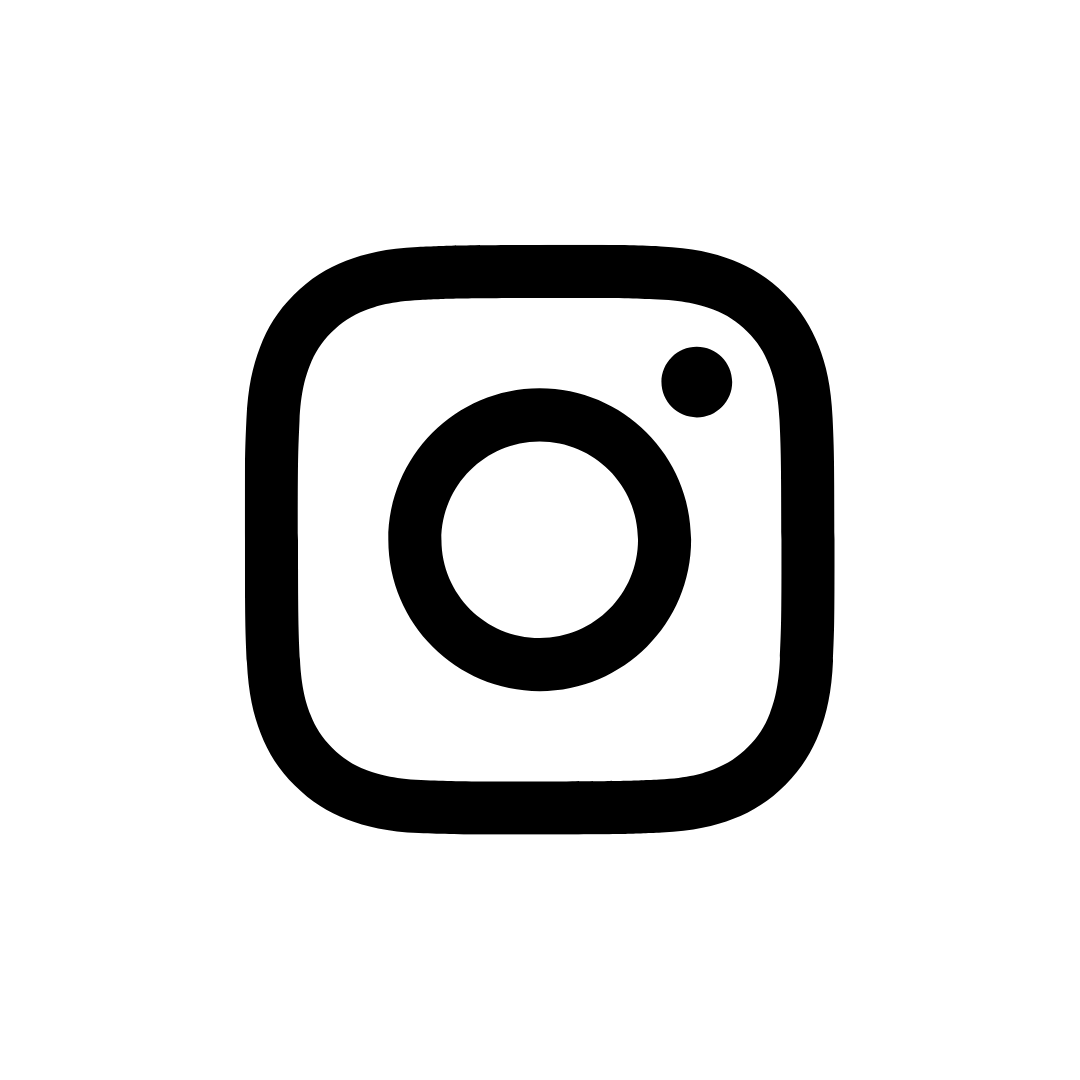 Black and white Instagram logo with a rounded square camera icon inside a circle.