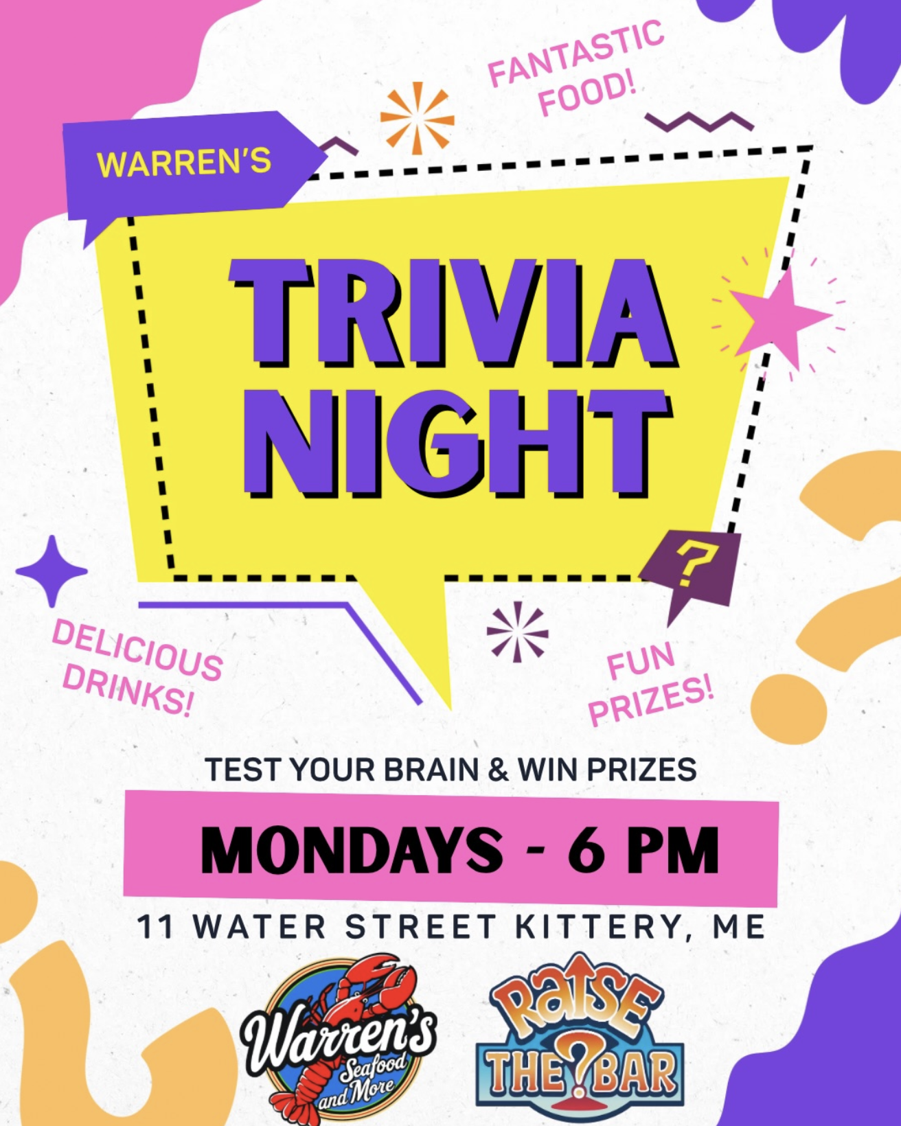 Monday night Trivia at Warrens. perfect night plan plan near portsmouth and kittery
