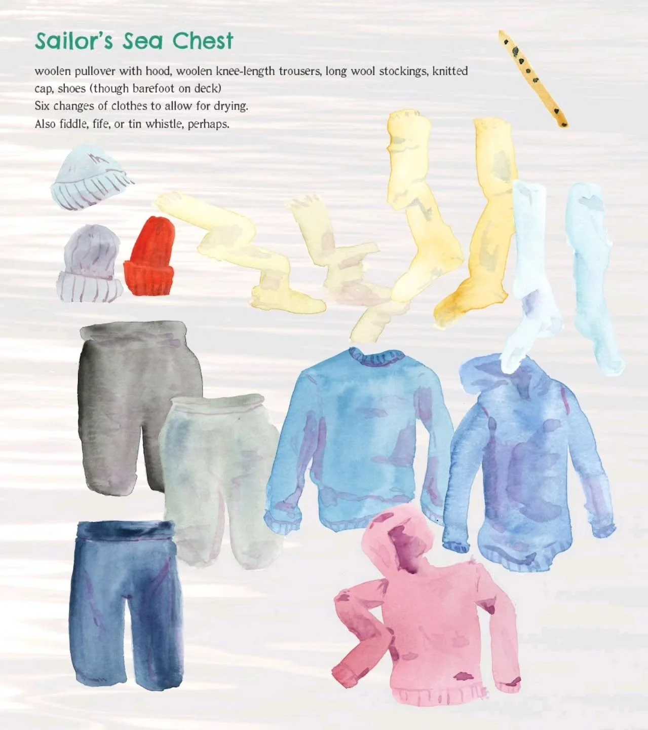 Talk about a capsule wardrobe. 1600s sailors were rocking that look with 6 changes of clothes, just enough to give their clothes time to dry. From the humidity in the PNW, sometimes our clothes never fully dry. But I suppose if you can hang the cloth