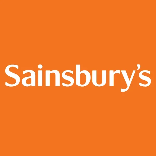 Sainsbury's logo with white text on an orange background.