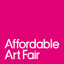 Pink background with white text that says 'Affordable Art Fair'