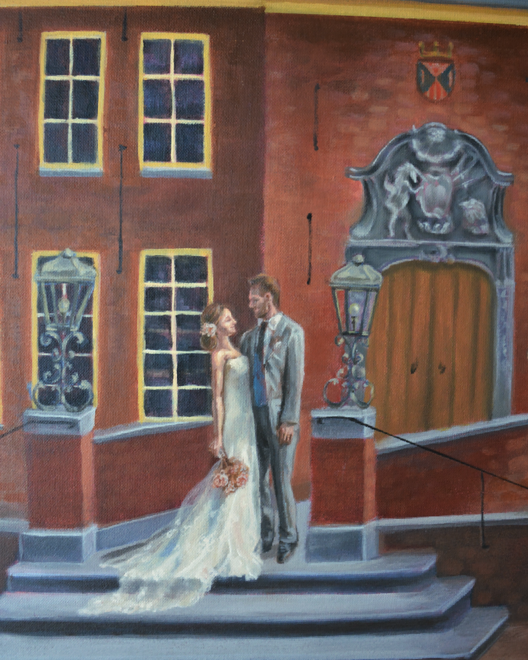 A couple getting married in Castle Neerijnen (detail).