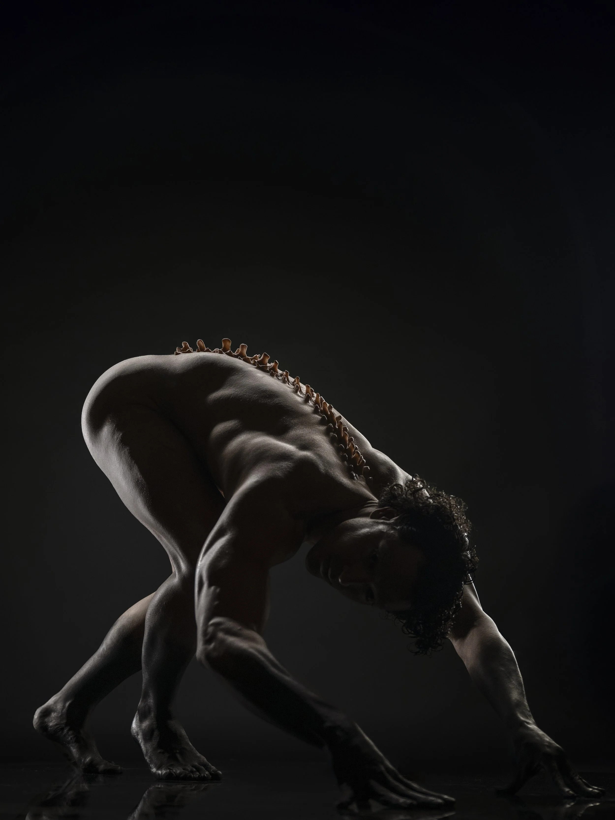 Prosthetic Spine Application and colour On Choreographer Mateo, Creative Director Maks, Photography by the incredible Andre Pattenden