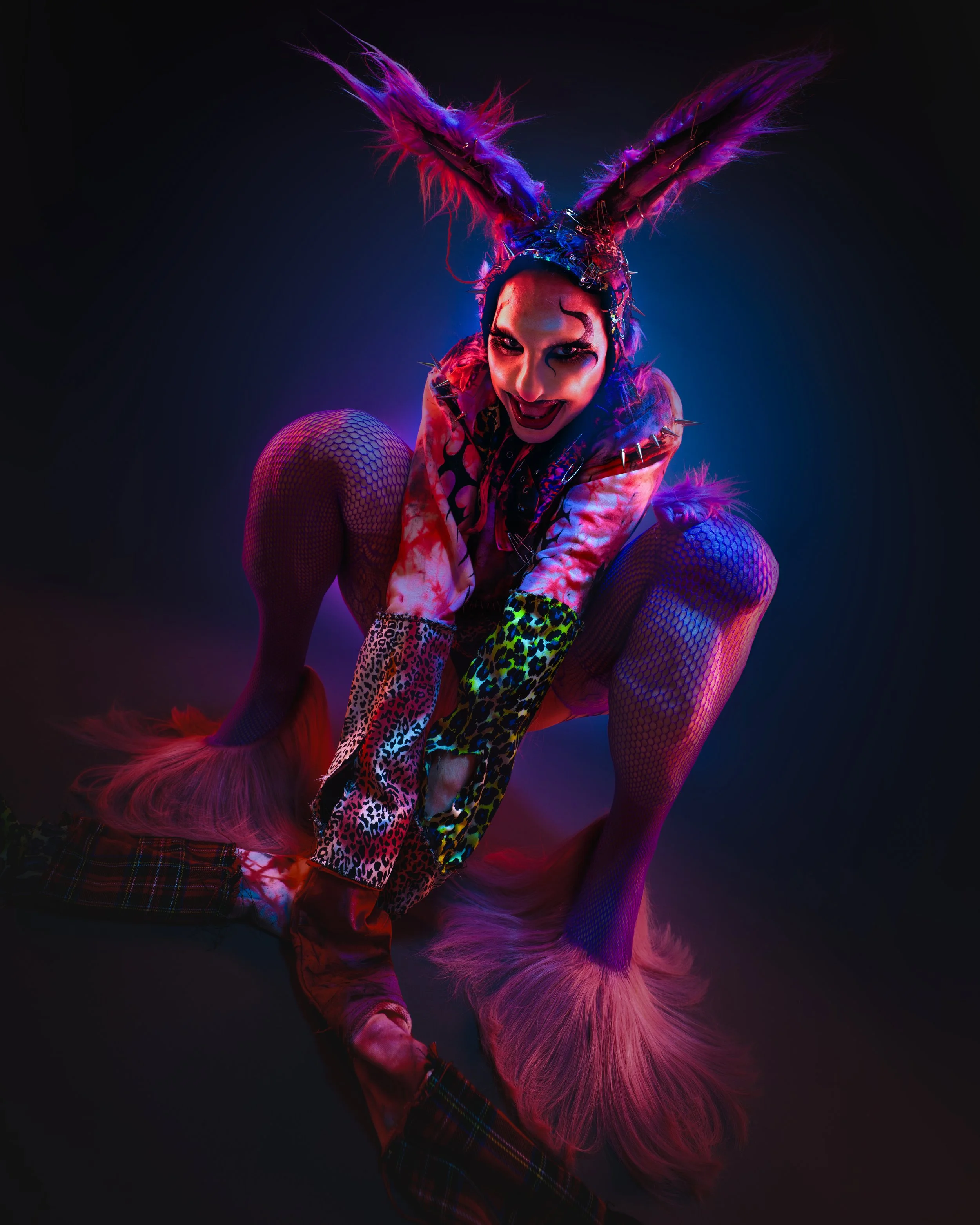Bunny rabbit prosthetic application for drag artist Narcotik for Easter event "Bad Friday" at Loco Klub. Photography by the incredible Andre Pattenden