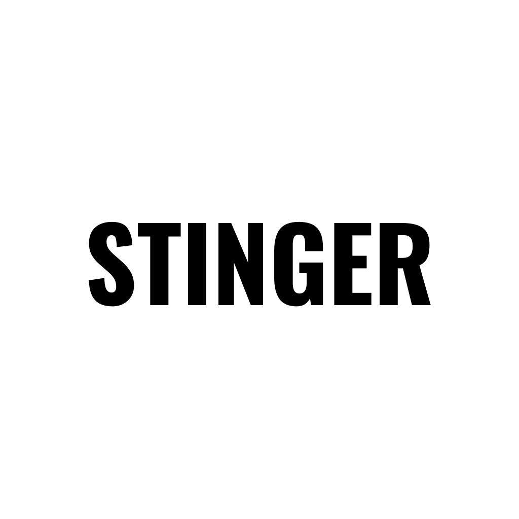 The word 'STINGER' in bold black letters on a white background.