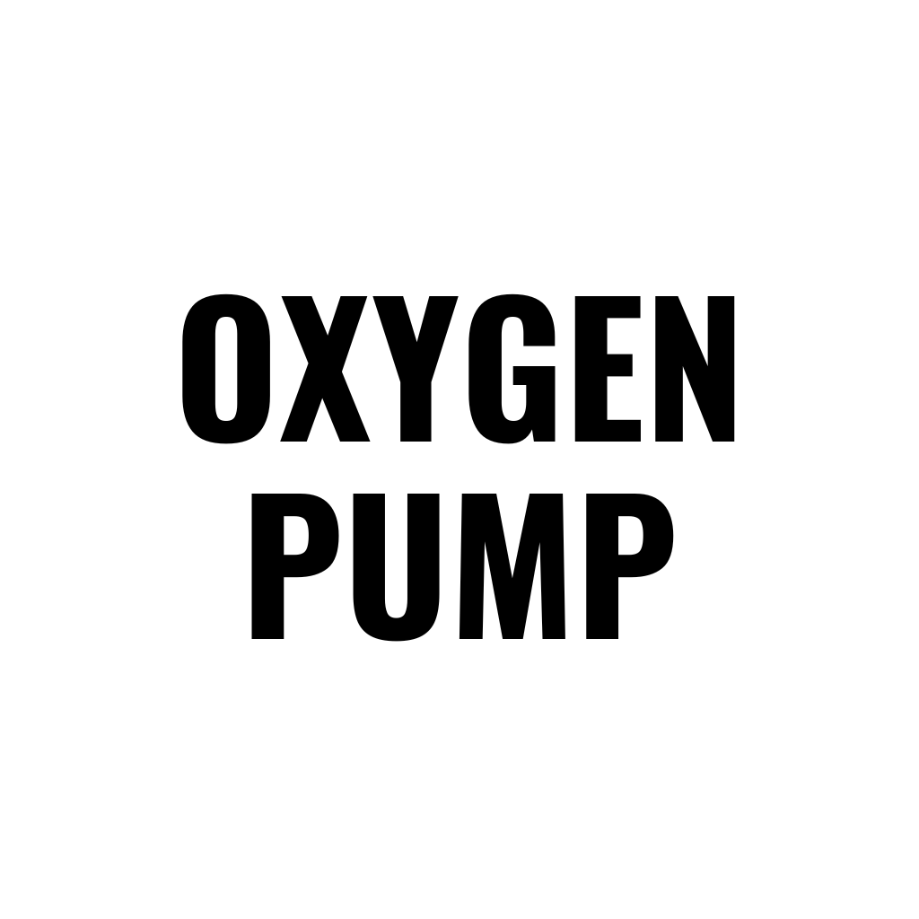 Text on a white background that reads 'OXYGEN PUMP' in black, bold letters.