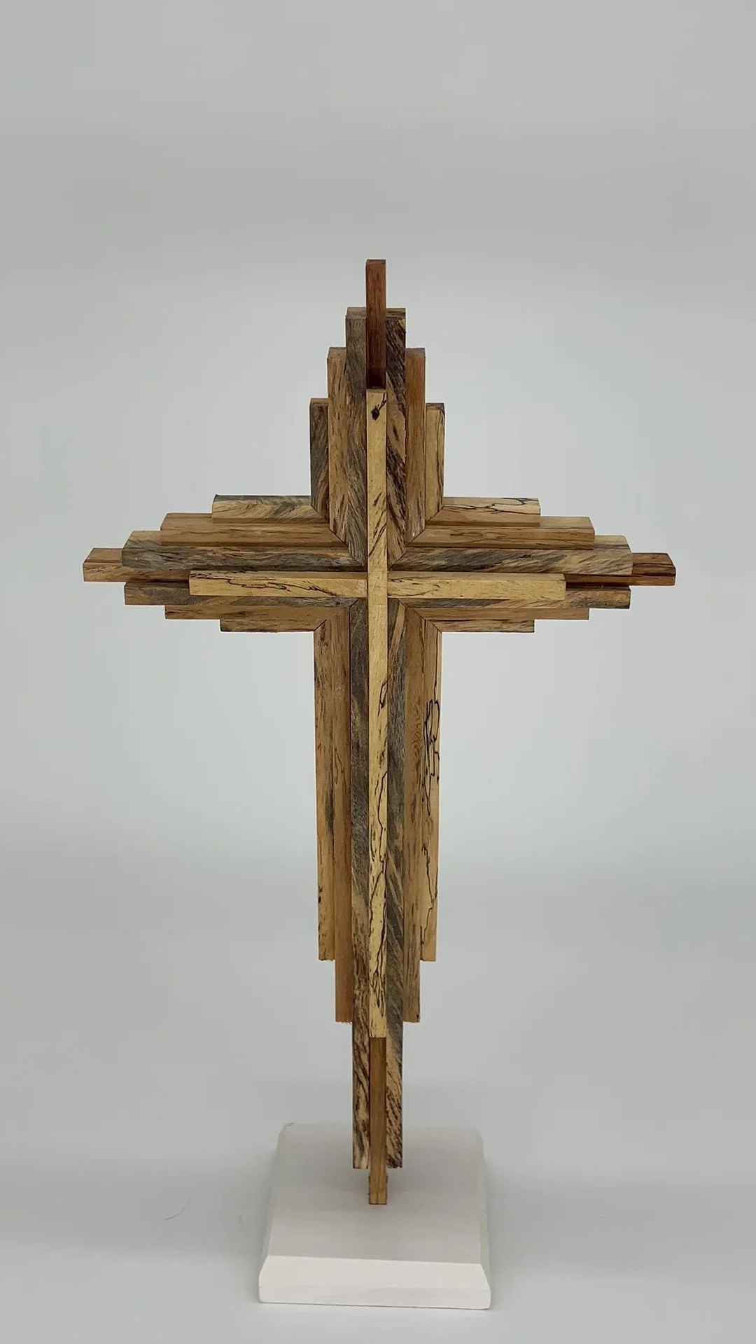 15" cross made from spalted maple. this cross is truly  unique