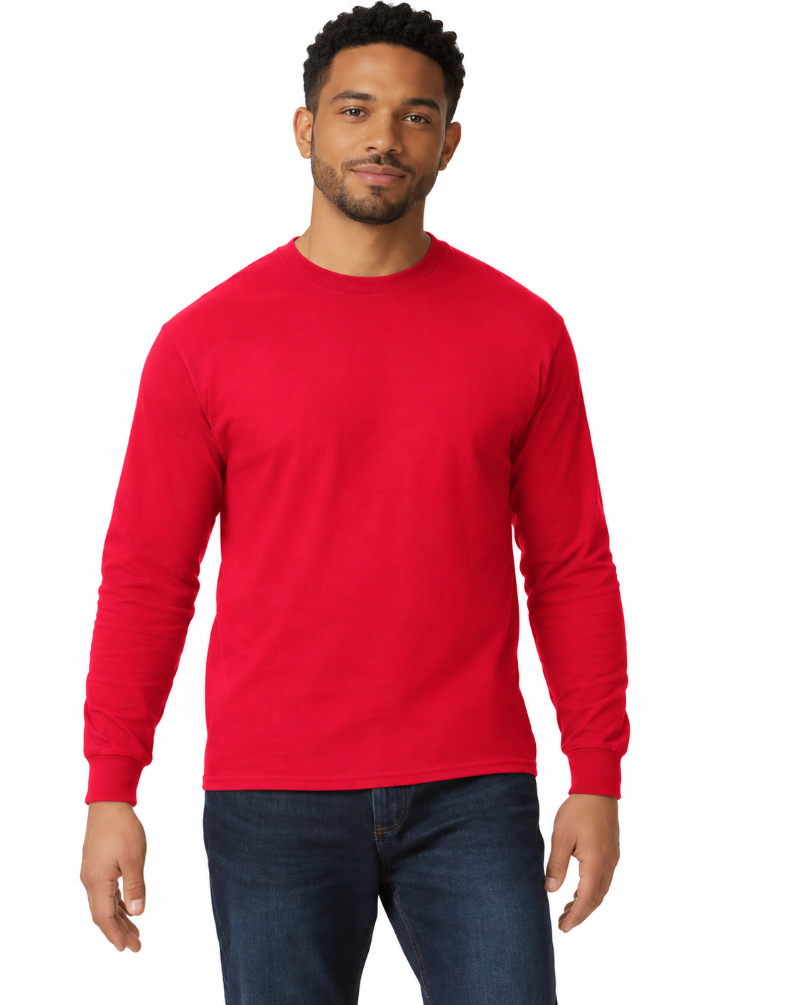 Man in Red Long-Sleeve Shirt and Jeans.png