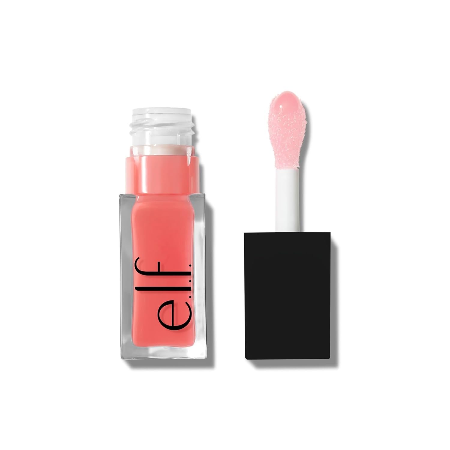 A bottle of pink peel-off face mask with the lid removed and a cotton swab applicator with pink mask product on it.