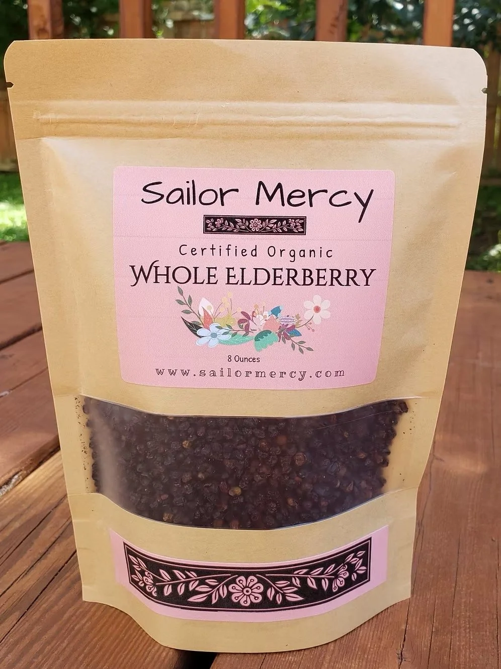 Certified organic whole dried elderberries bulk pouch for DIY elderberry syrup