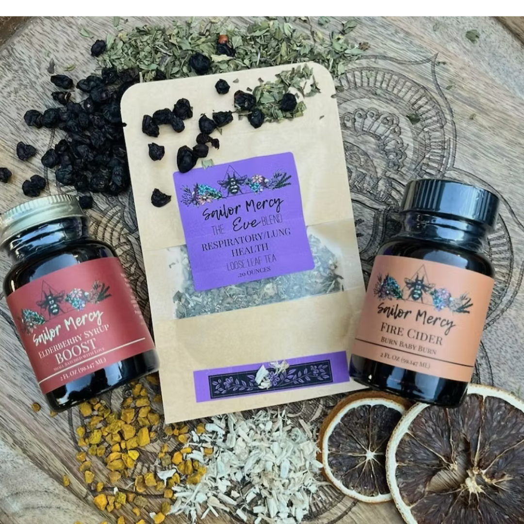 Triple Rescue Wellness Gift Set | Elderberry, Fire Cider & Herbal Tea Bundle