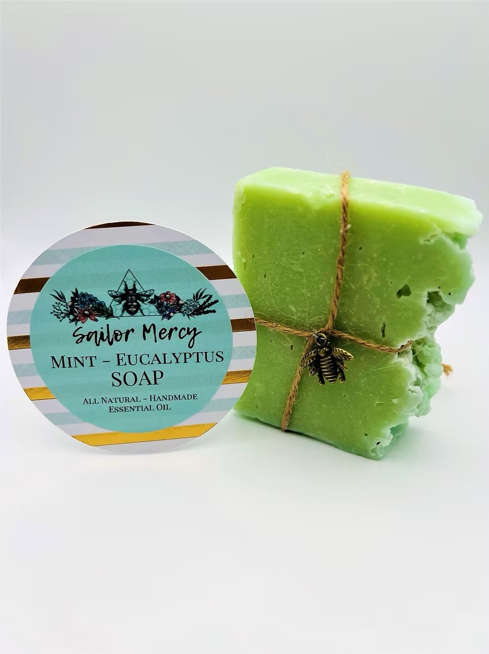 Handmade mint eucalyptus goat milk soap by Sailor Mercy with refreshing essential oils