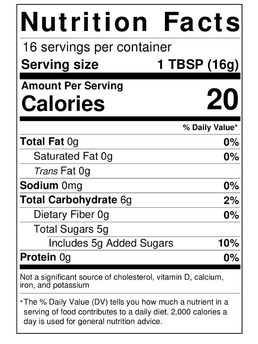 Elderberry syrup nutrition facts label showing serving size, calories, and ingredient details