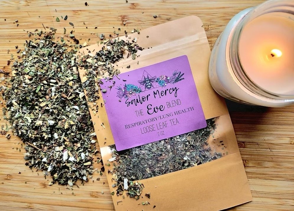 respiratory herbal tea loose leaf eve blend mullein peppermint tea pouch