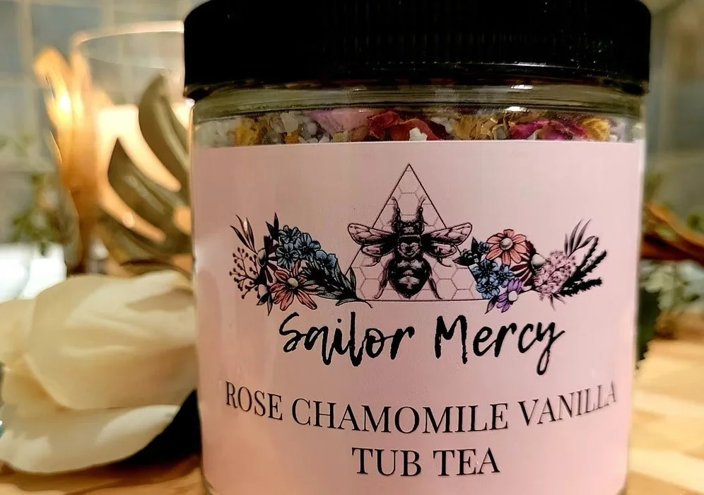 rose chamomile vanilla bath tea botanical soak jar