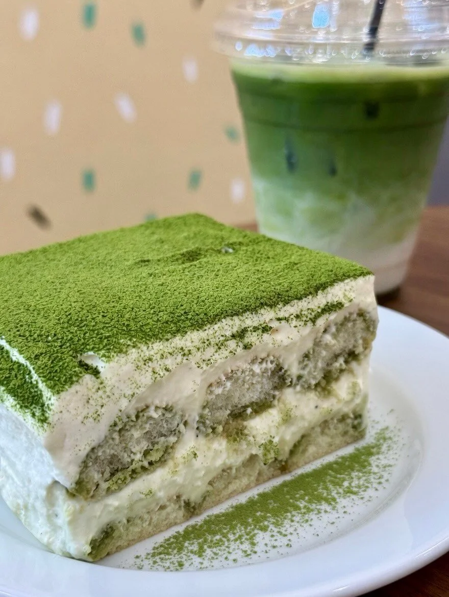 Matcha Tiramisu is here! Instead of getting our Classic everyday you can get our Matcha Tiramisu every other day 😉
#matchatiramisu 
Rumors are the second photo is a zoomed in space photo of our matcha farm, or is it something else 🧐