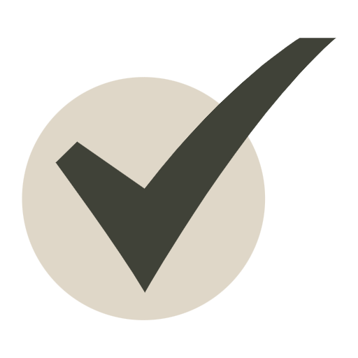 A checkmark inside a circle, representing approval or completion.
