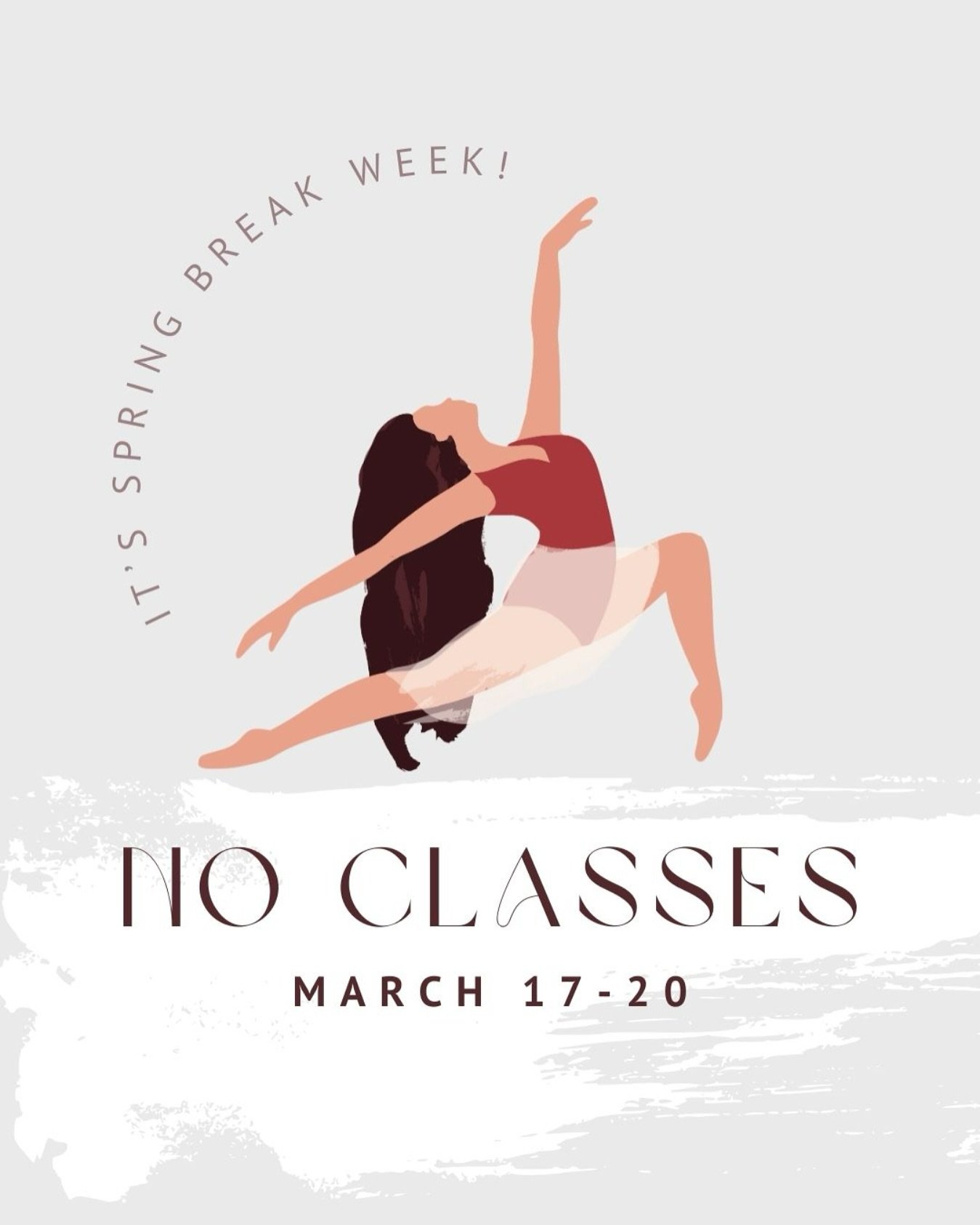 It&rsquo;s Spring Break week at the studio! We will not have classes the week of March 17th. Normal schedule will resume the week of March 24th 🩰🌞🌷