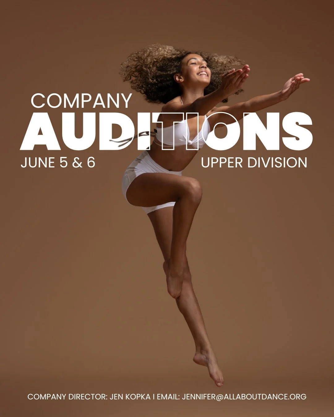 The All About Dance Company Upper Division Program is designed for dancers ages 9&ndash;18 who are passionate about dance and committed to growing their craft.

Dancers train with an exceptional team of instructors, perform and compete at both region