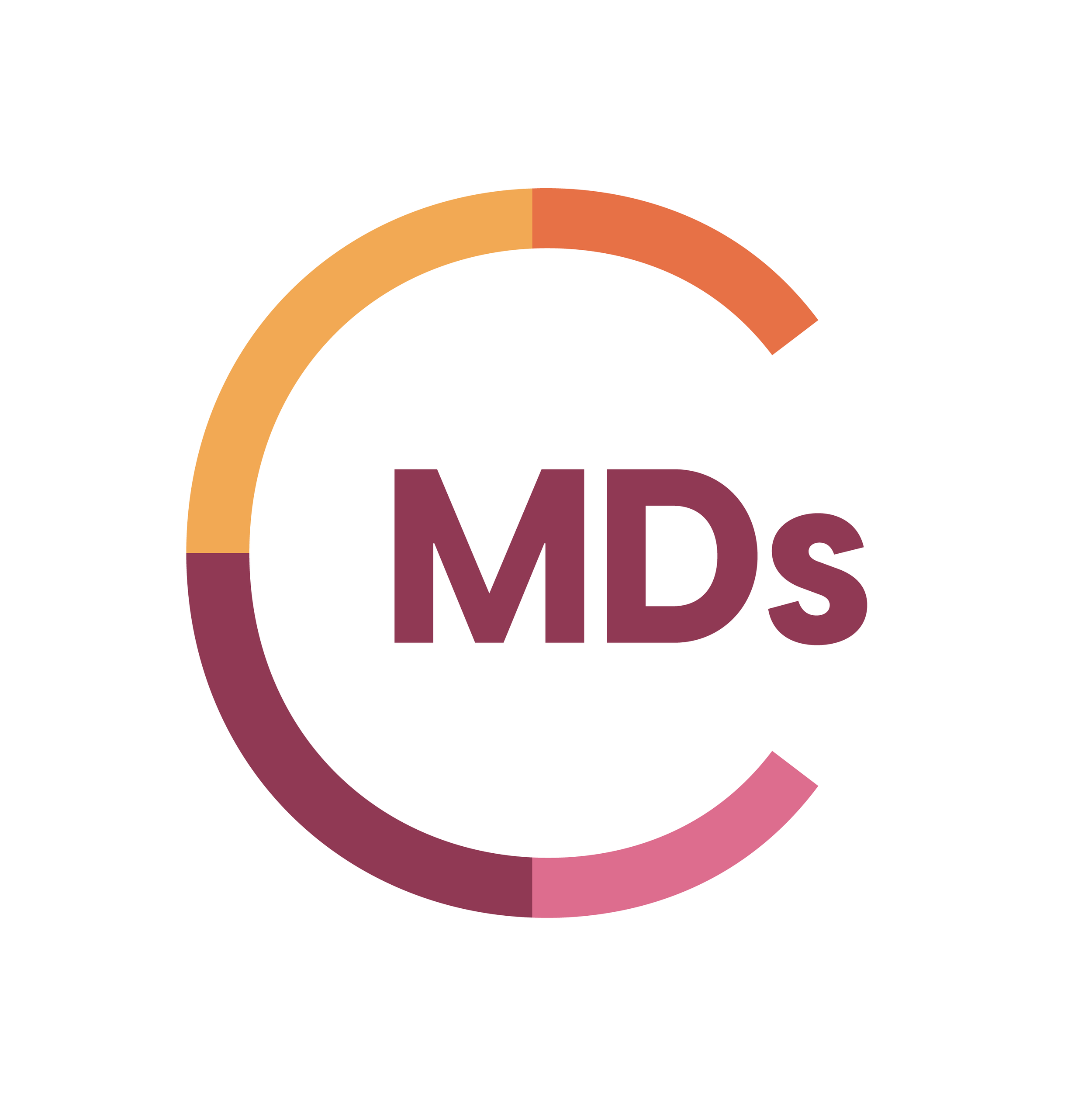 Colorful circular progress gauge with the text 'MDs' in the center