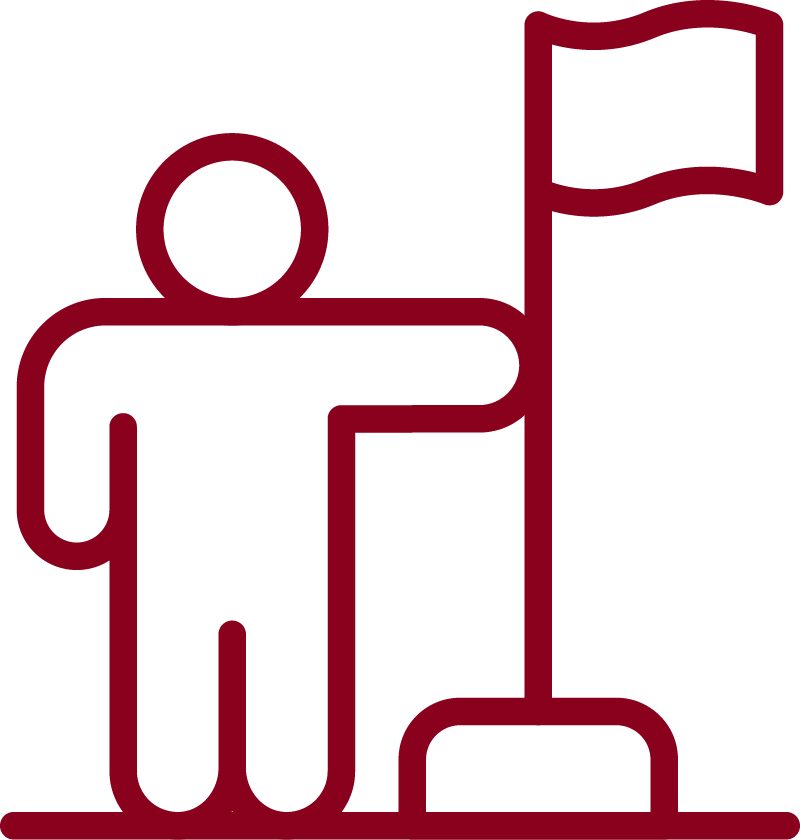 Simplified icon of a person standing next to a flag.