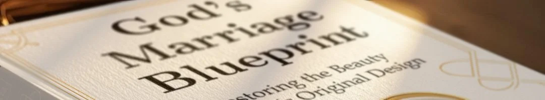 Close-up of a book cover titled 'God's Marriage Blueprint' with only part of the full title visible, placed on a table.
