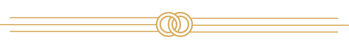 Decorative gold art deco style design with horizontal lines and intertwined circles in the center.