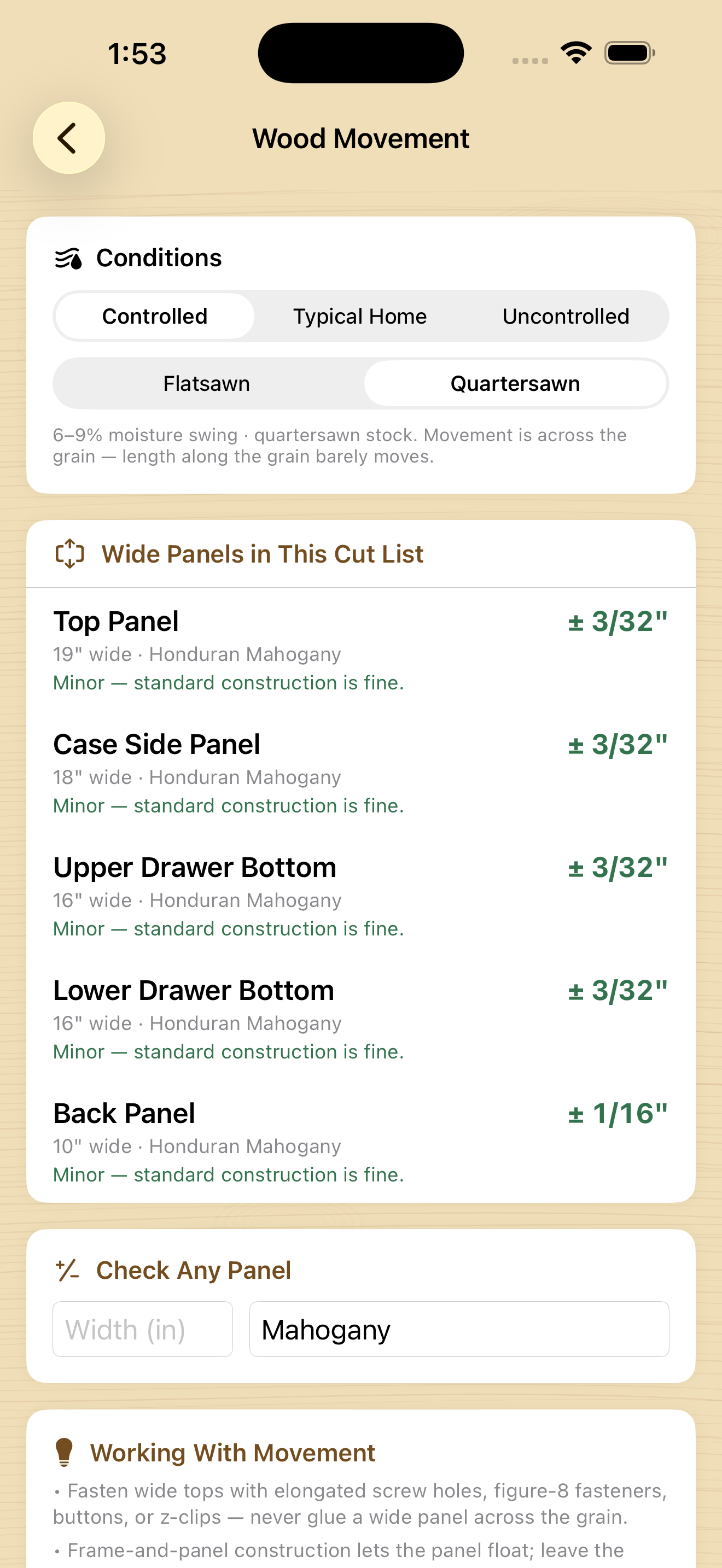 Wood Movement seasonal expansion