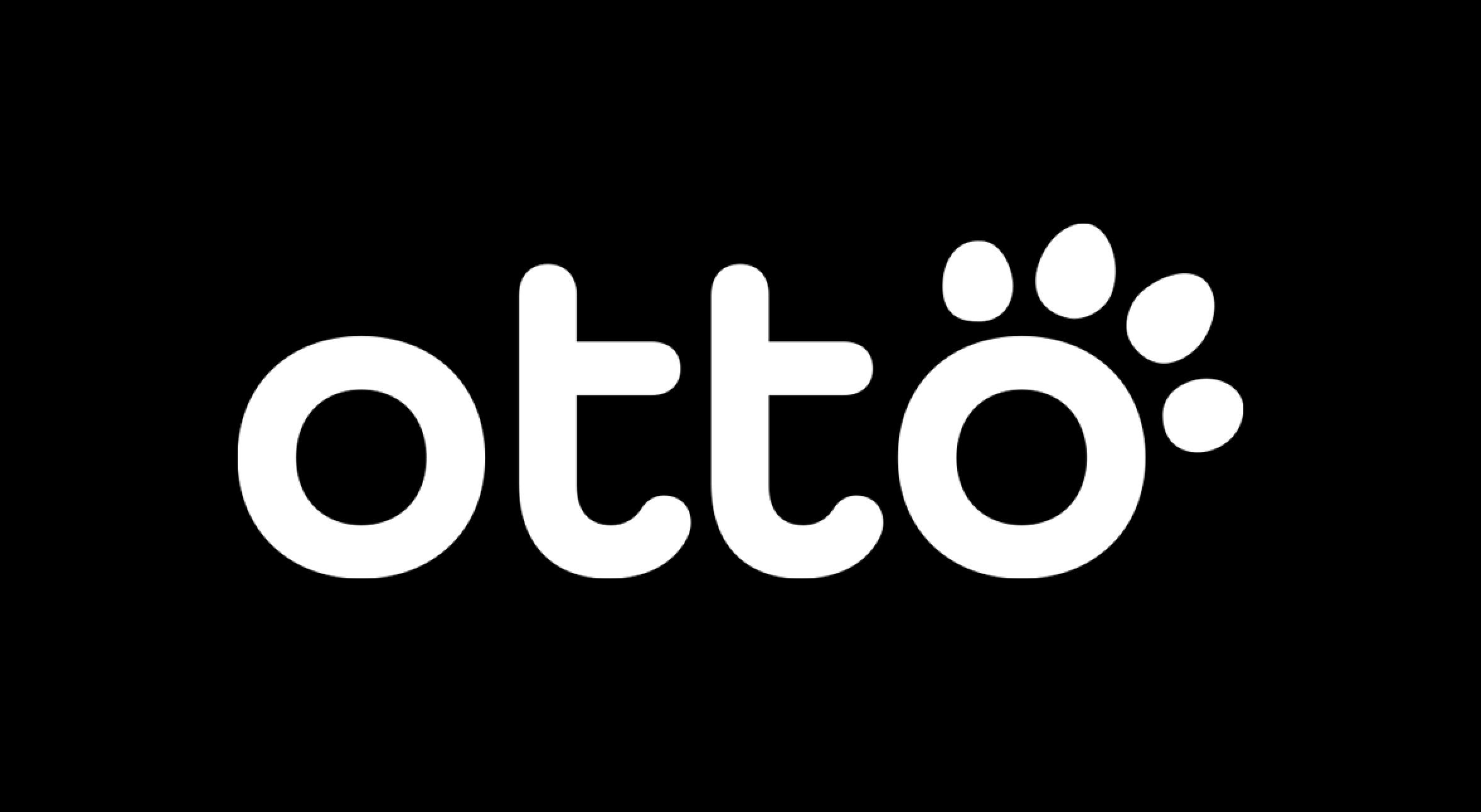 The word 'otto' in white lowercase letters on a black background, with a paw print replacing the dot on the letter 'i'.