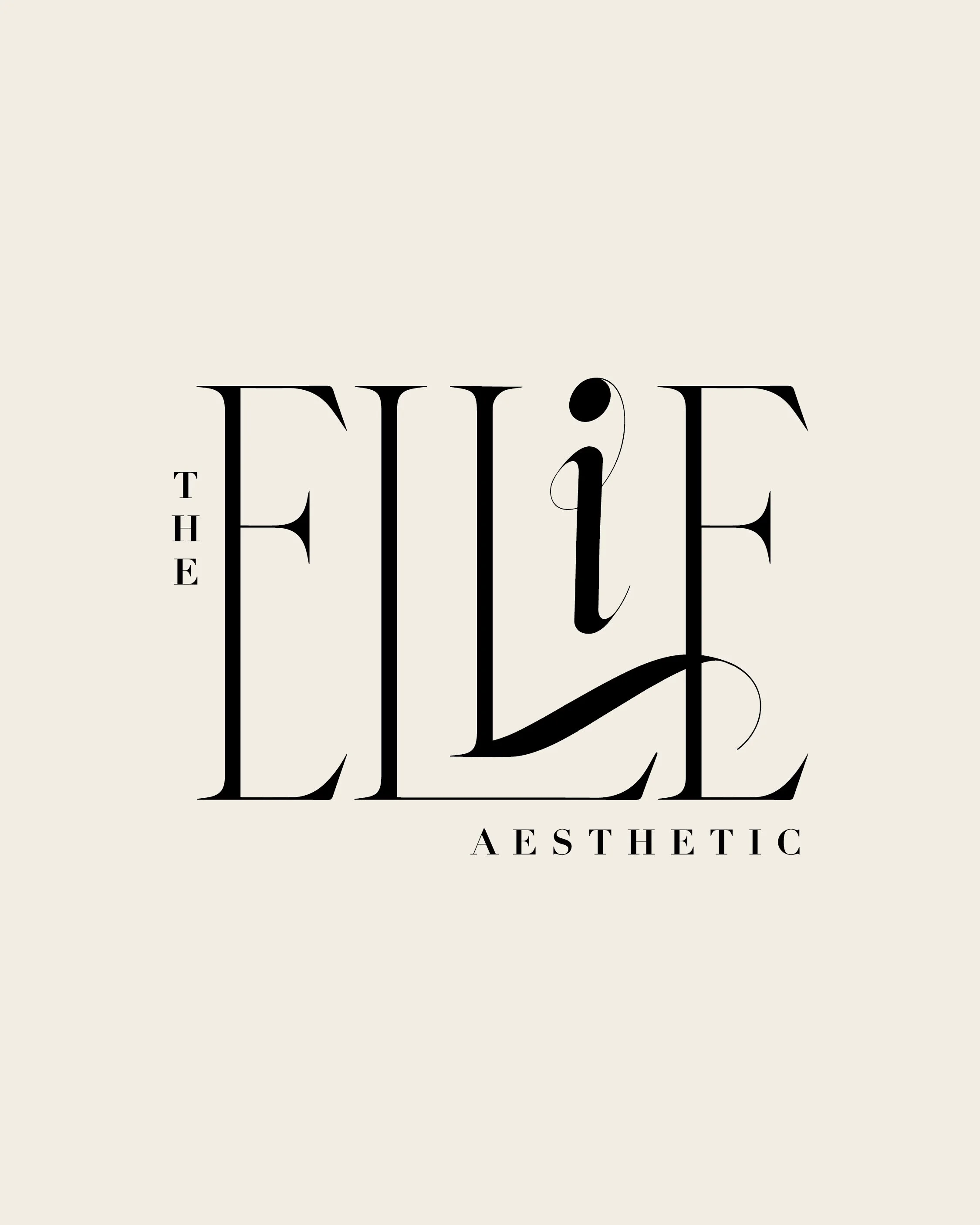 Text-based logo with the words "The Life" in large, elegant black font and "Aesthetic" in smaller font beneath, on a light beige background.