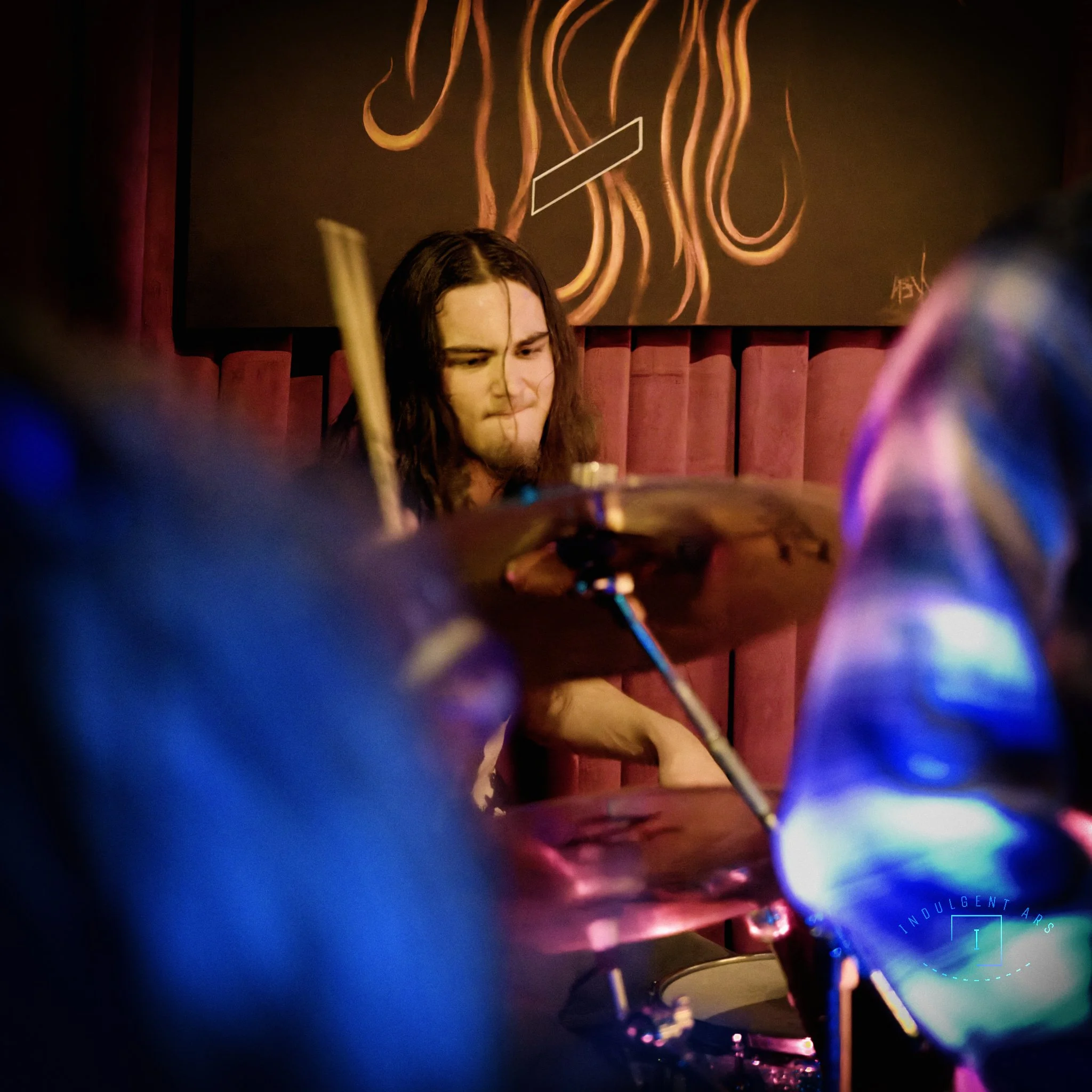 Veneficus Doom's drummer is captured in action. 