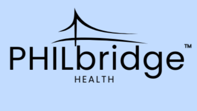 Logo of PHILbridge Health featuring a stylized bridge above the company name