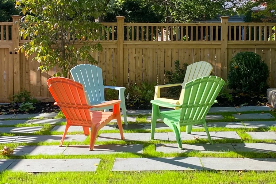  Thermal finished bluestone patio with wide lawn joints for seating 