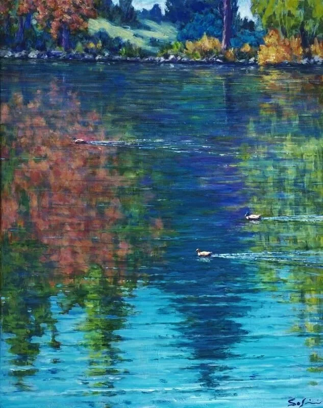 "Ducks on Mirror Pond"  (Sold)