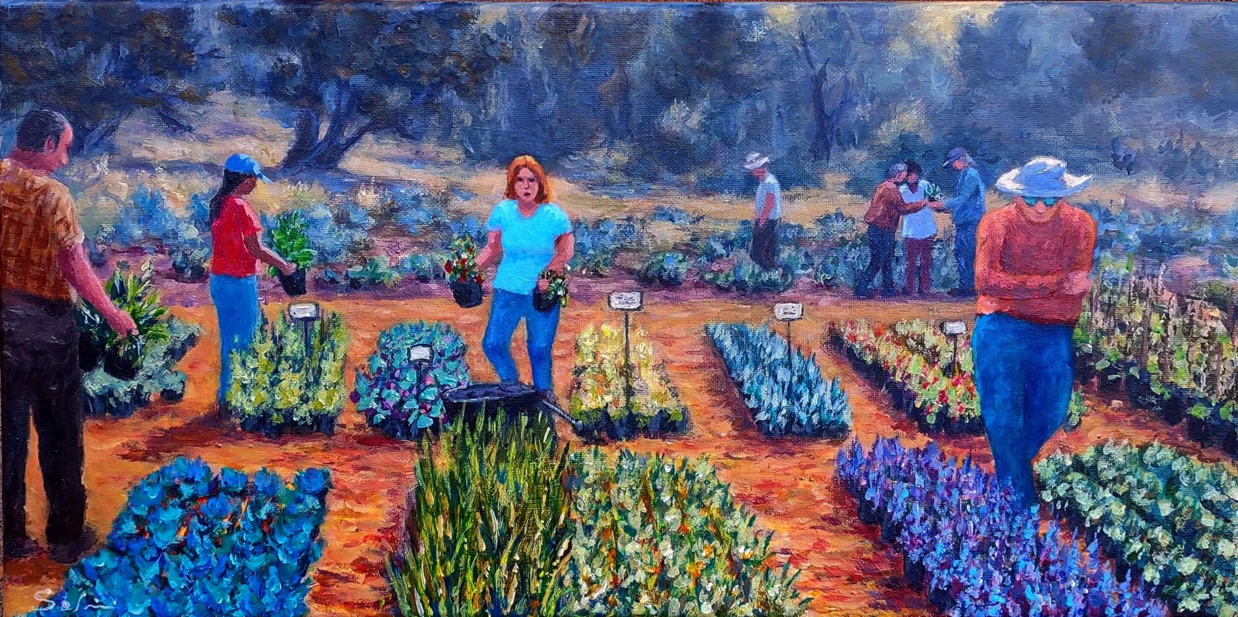"Plant Sale"   10 x 20  acrylic on canvas