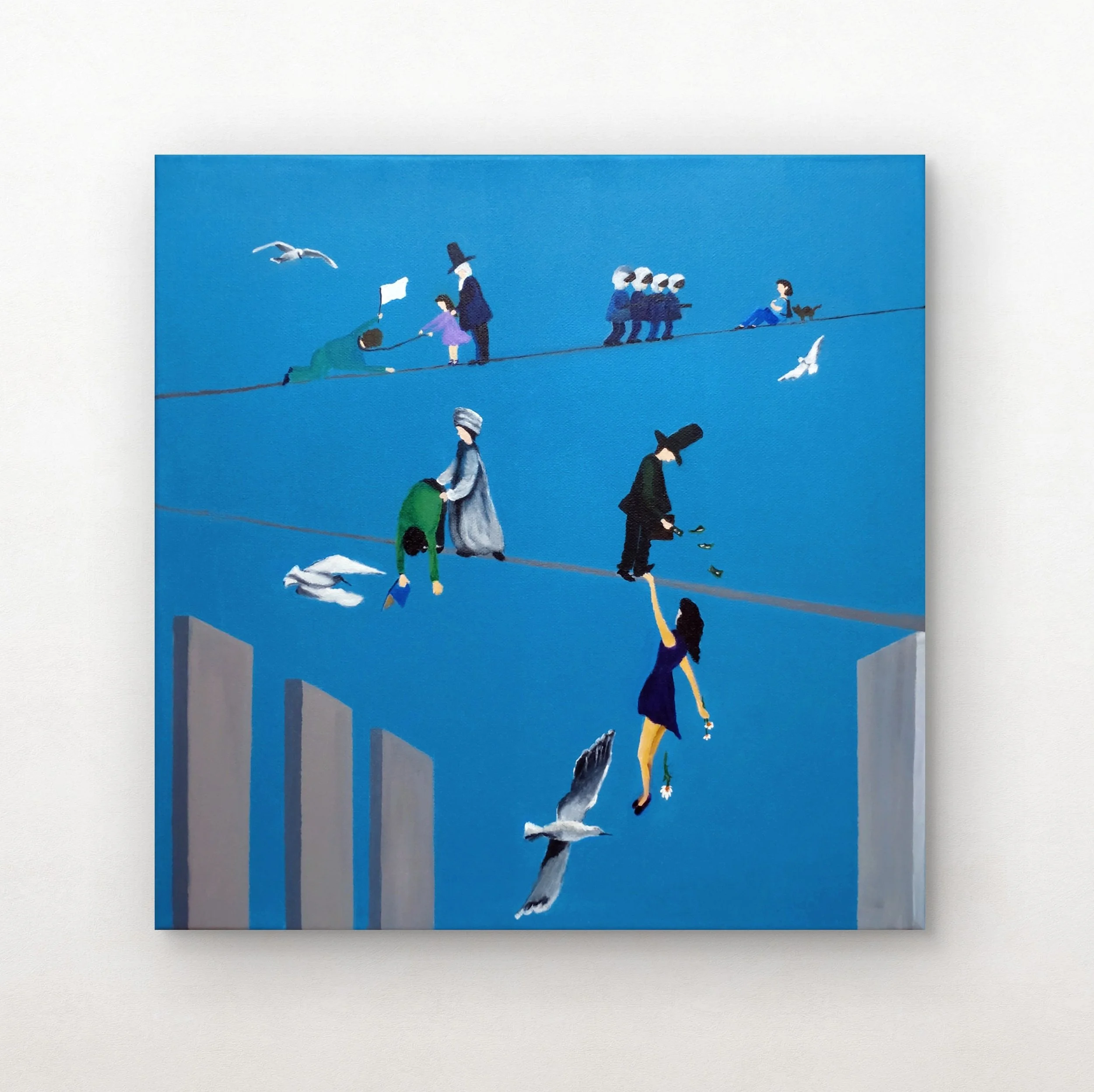 The New World Acrobatics, 2025, Acrylic on canvas --- 40 x 40 x 1,6 cm. Private collection.