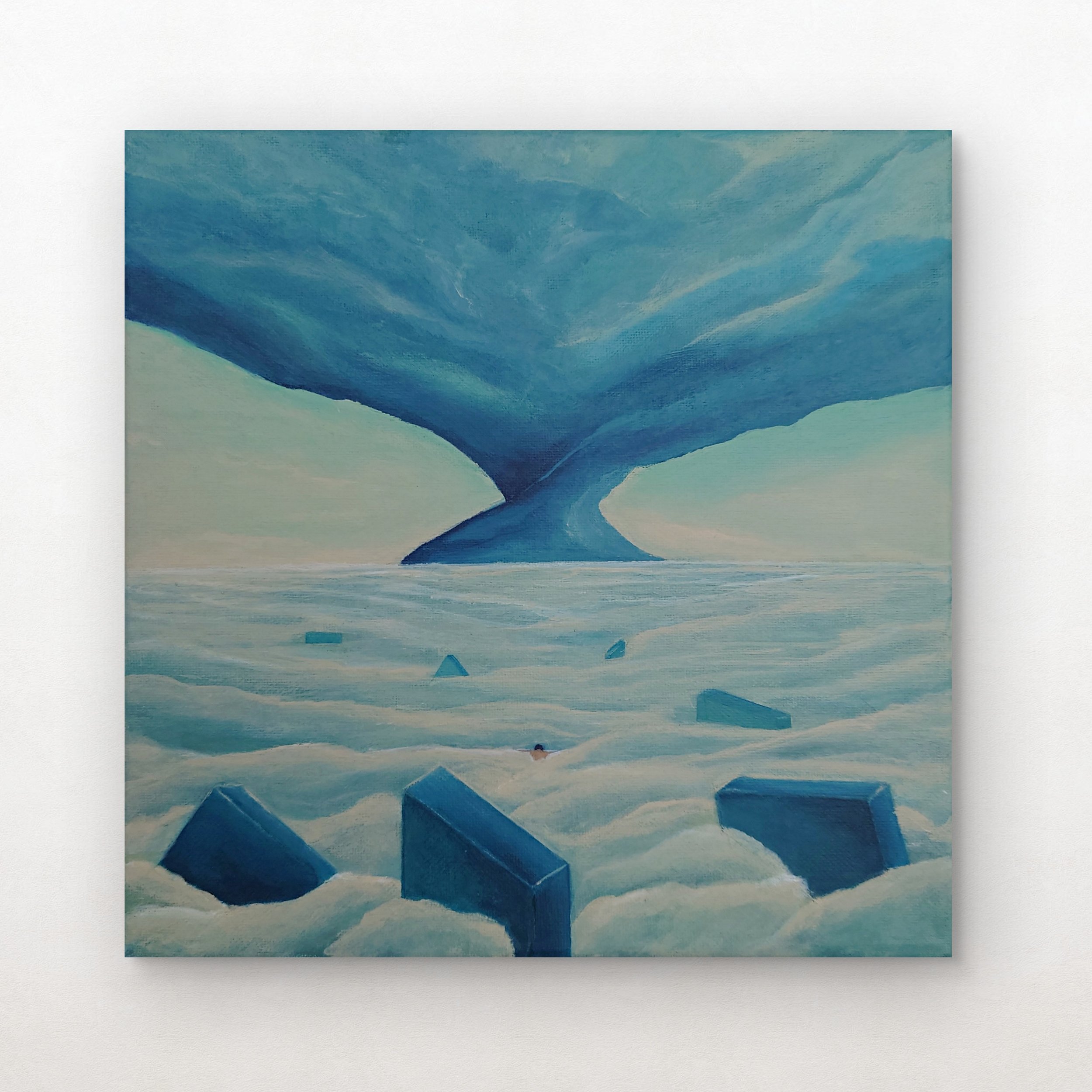 The Journey II, 2026, Acrylic on canvas --- 25 x 25 x 1,8  cm. 
