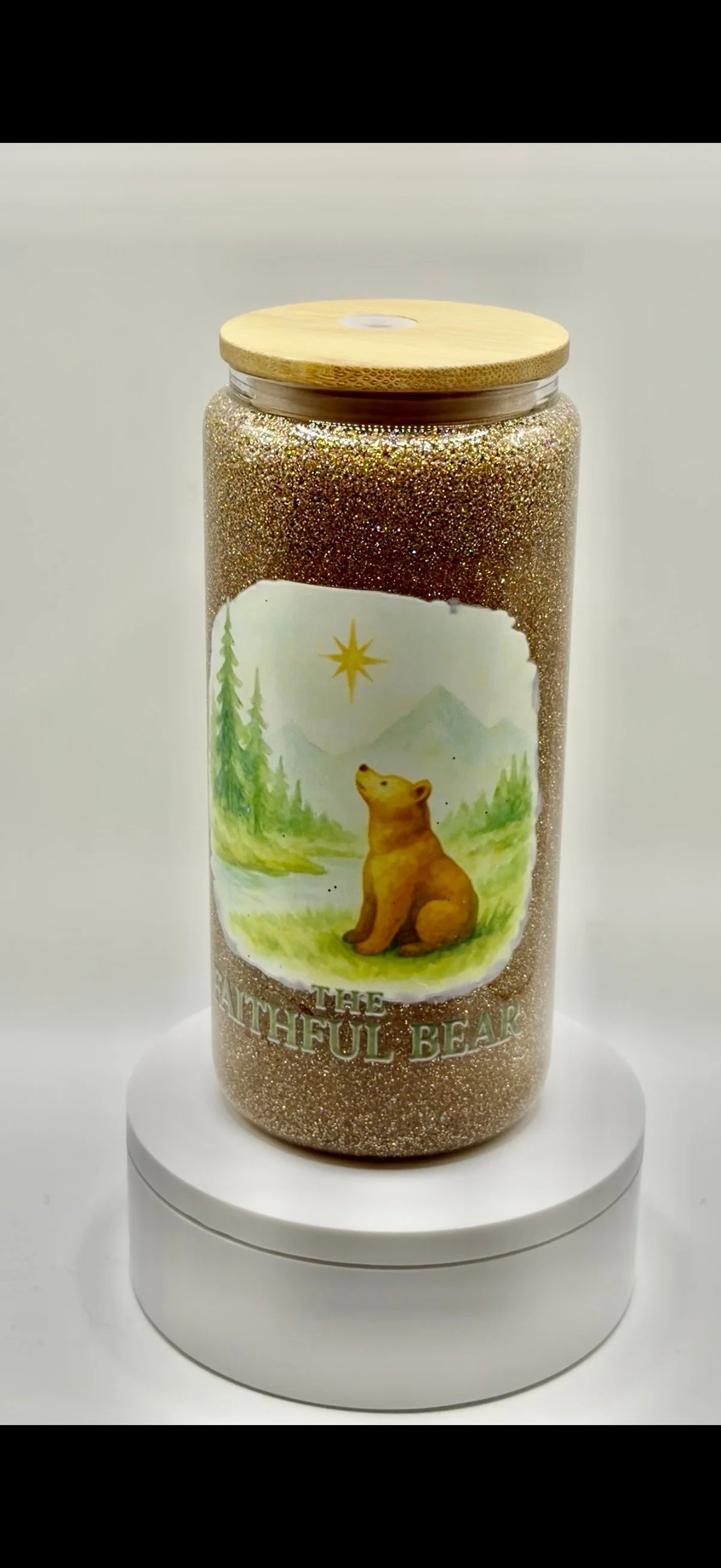 Custom 20oz Glitter Snow Globe Glass