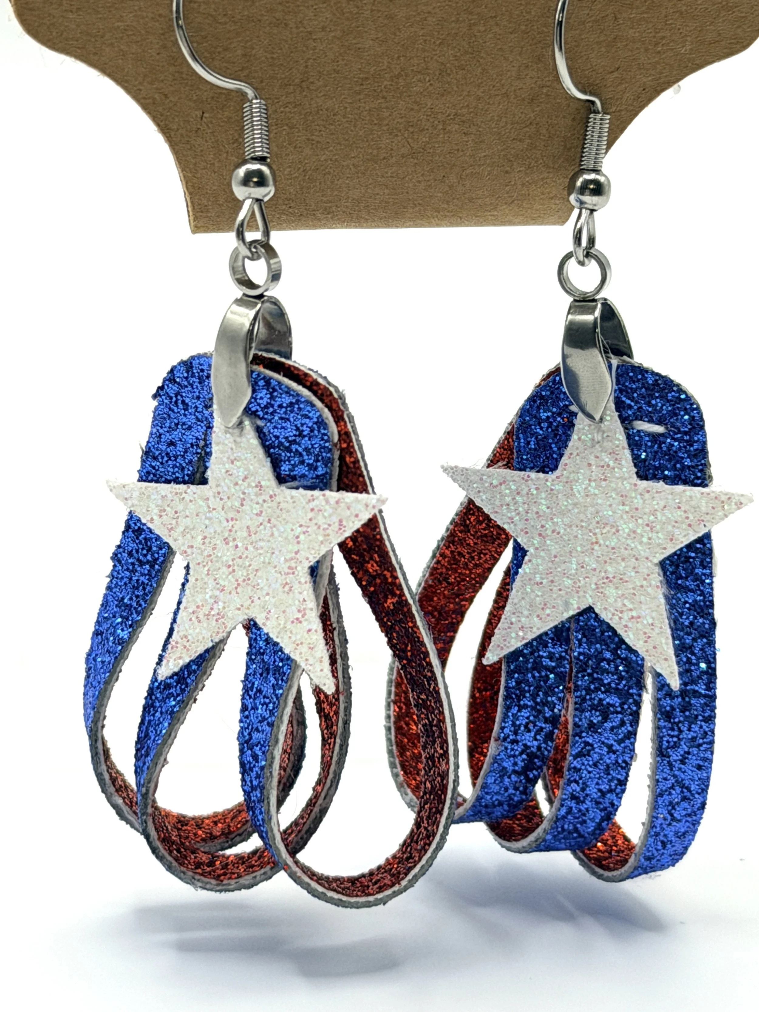 Patriotic Independence Day Sparkle Loop Earrings