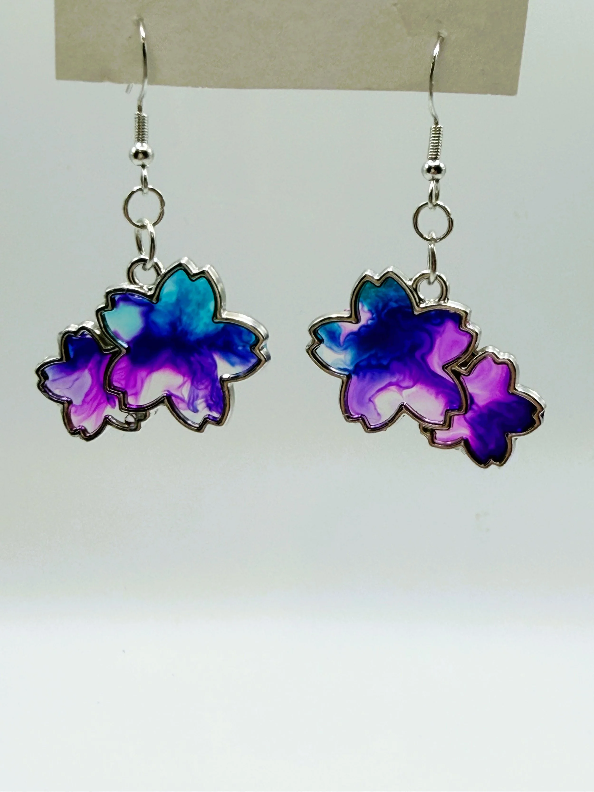 Pink & Purple Resin and Alcohol Ink Earrings